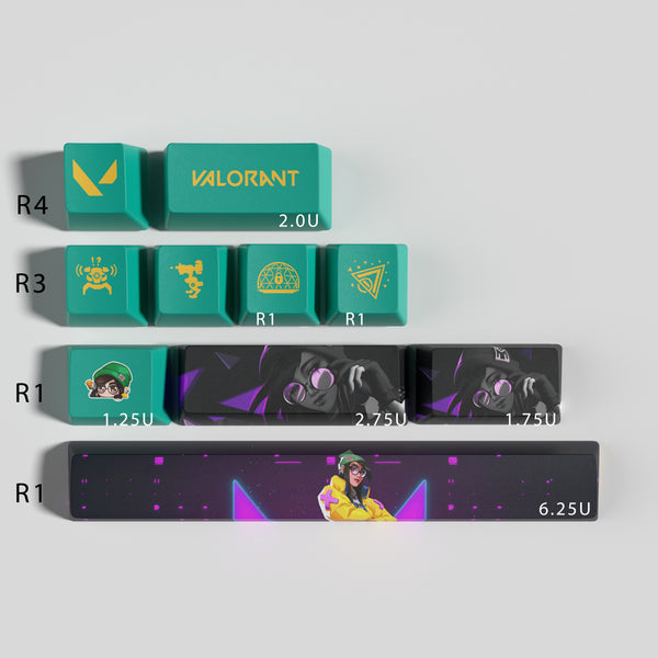 Valorant game keycaps omen jett killjoy sage cypher chmber OEM Profile 10keys PBT dye sub keycaps