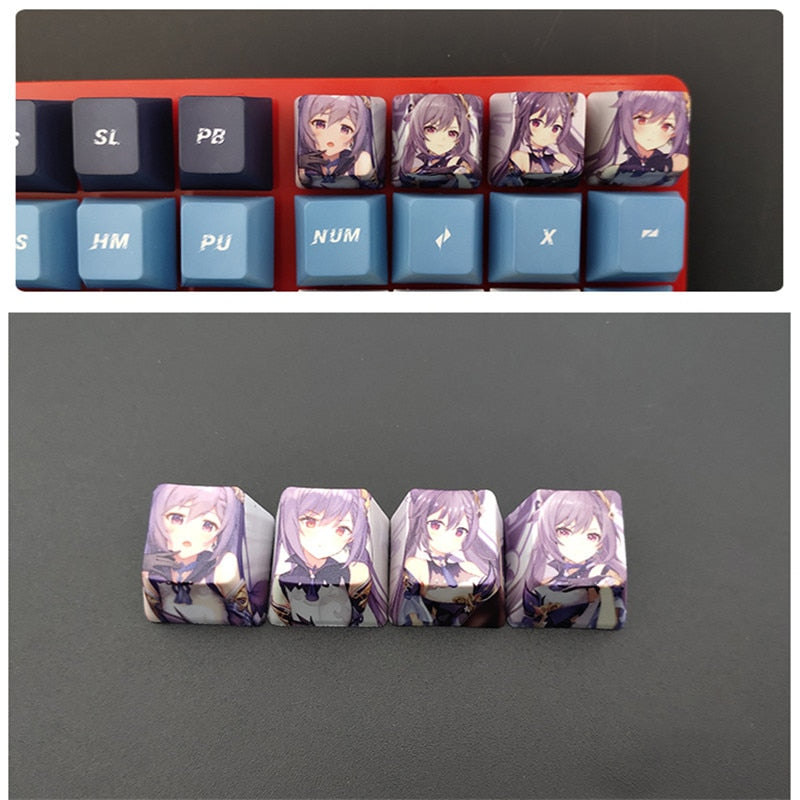 4pcs Genshin Impact PBT Sublimation R4 Cherry OEM Keycaps