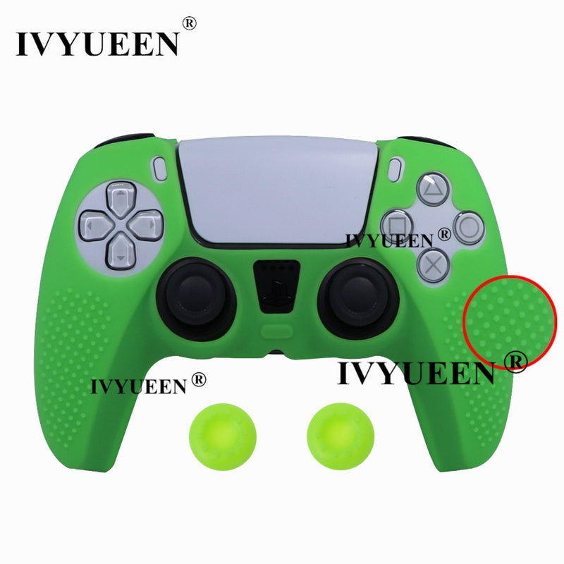 IVYUEEN Anti-slip Silicone Cover Skin for Sony PlayStation Dualshock 5 PS5 Controller Case Thumb Stick Grip Cap for DualSense