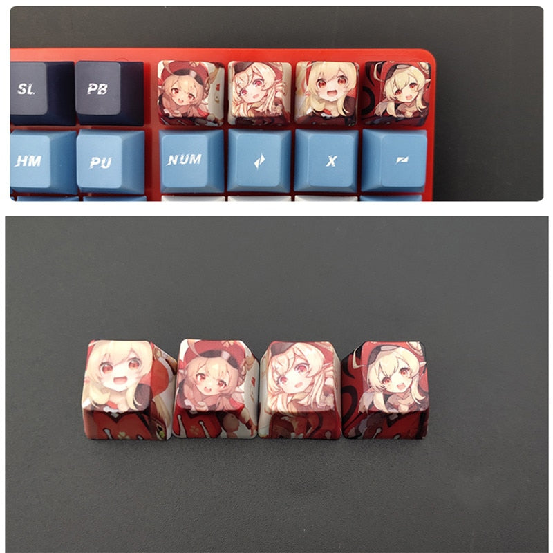 4pcs Genshin Impact PBT Sublimation R4 Cherry OEM Keycaps