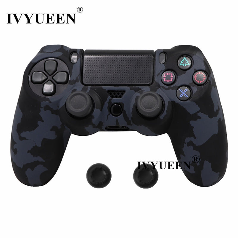 IVYUEEN for Sony Dualshock 4 PS4 DS4 Slim Pro Controller Silicone Camo Case Protective Skin + Thumb Grip Caps for PlayStation 4