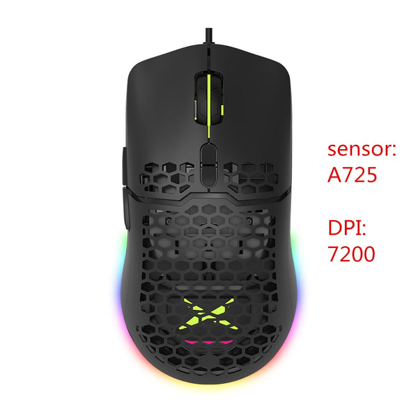 Delux M700A Lightweight RGB Gaming Mouse 67g 7200DPI 1000Hz Ergonomic Mice with Ultra Weave Cable For Computer Gamer