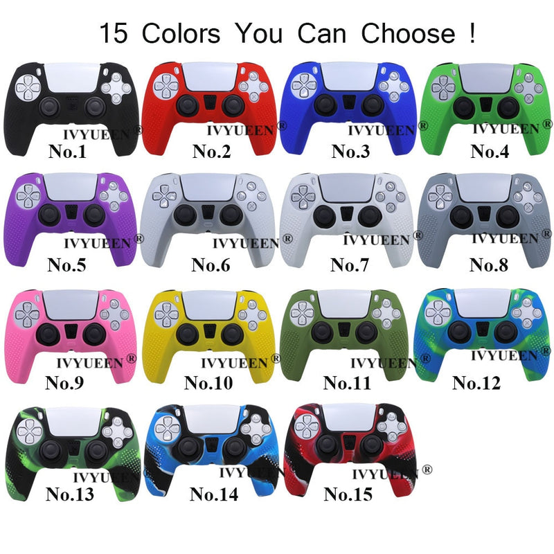 IVYUEEN Anti-slip Silicone Cover Skin for Sony PlayStation Dualshock 5 PS5 Controller Case Thumb Stick Grip Cap for DualSense