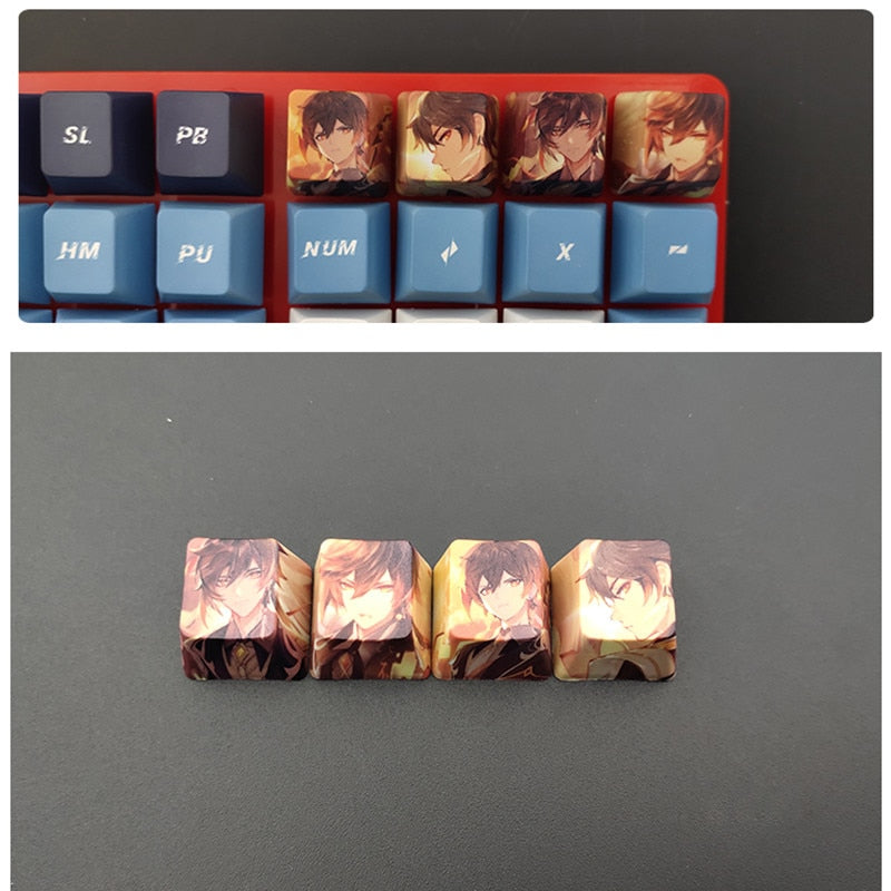 4pcs Genshin Impact PBT Sublimation R4 Cherry OEM Keycaps