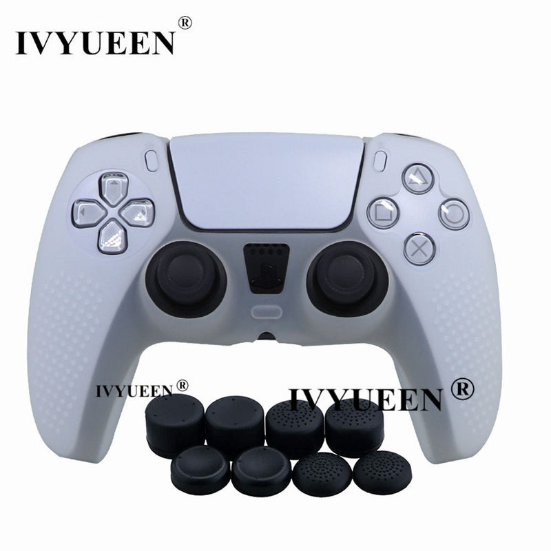 IVYUEEN Anti-slip Silicone Cover Skin for Sony PlayStation Dualshock 5 PS5 Controller Case Thumb Stick Grip Cap for DualSense