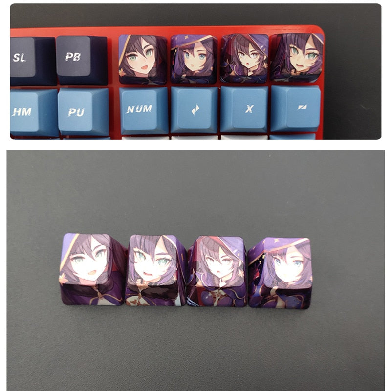 4pcs Genshin Impact PBT Sublimation R4 Cherry OEM Keycaps