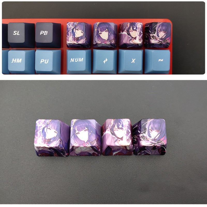 4pcs Genshin Impact PBT Sublimation R4 Cherry OEM Keycaps