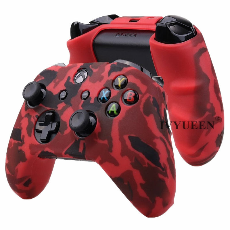 IVYUEEN Silicone Protective Skin Case for XBox One X S Controller Protector Water Transfer Printing Camouflage Cover Grips Caps