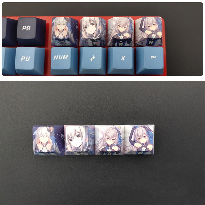 4pcs Genshin Impact PBT Sublimation R4 Cherry OEM Keycaps