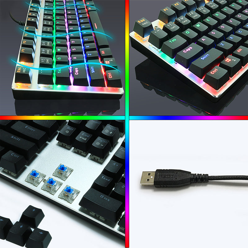 Metoo Gaming Mechanical Keyboard wired 104/87 Keys keyboard with LED Backlit Black Red Blue Switch For computer laptop pro Gamer