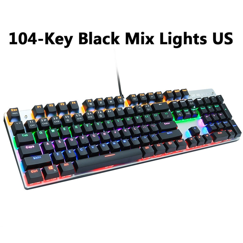 Metoo Gaming Mechanical Keyboard wired 104/87 Keys keyboard with LED Backlit Black Red Blue Switch For computer laptop pro Gamer