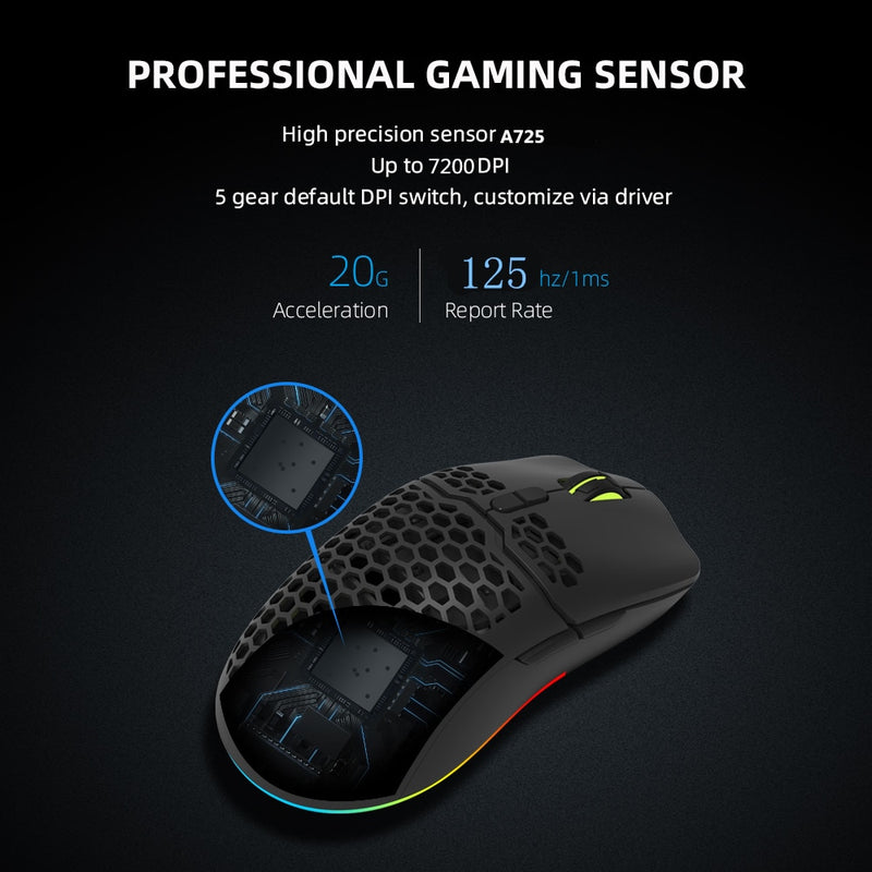 Delux M700A Lightweight RGB Gaming Mouse 67g 7200DPI 1000Hz Ergonomic Mice with Ultra Weave Cable For Computer Gamer