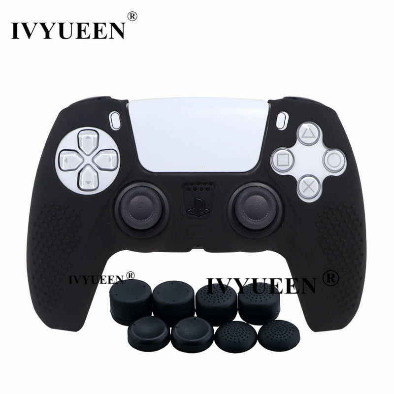 IVYUEEN Anti-slip Silicone Cover Skin for Sony PlayStation Dualshock 5 PS5 Controller Case Thumb Stick Grip Cap for DualSense