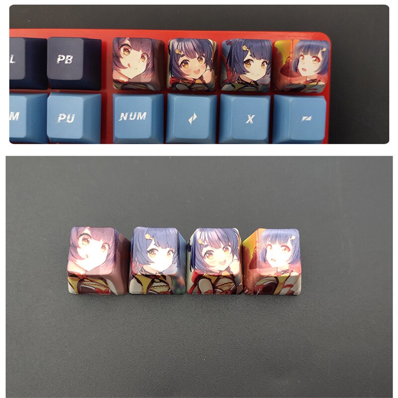 4pcs Genshin Impact PBT Sublimation R4 Cherry OEM Keycaps