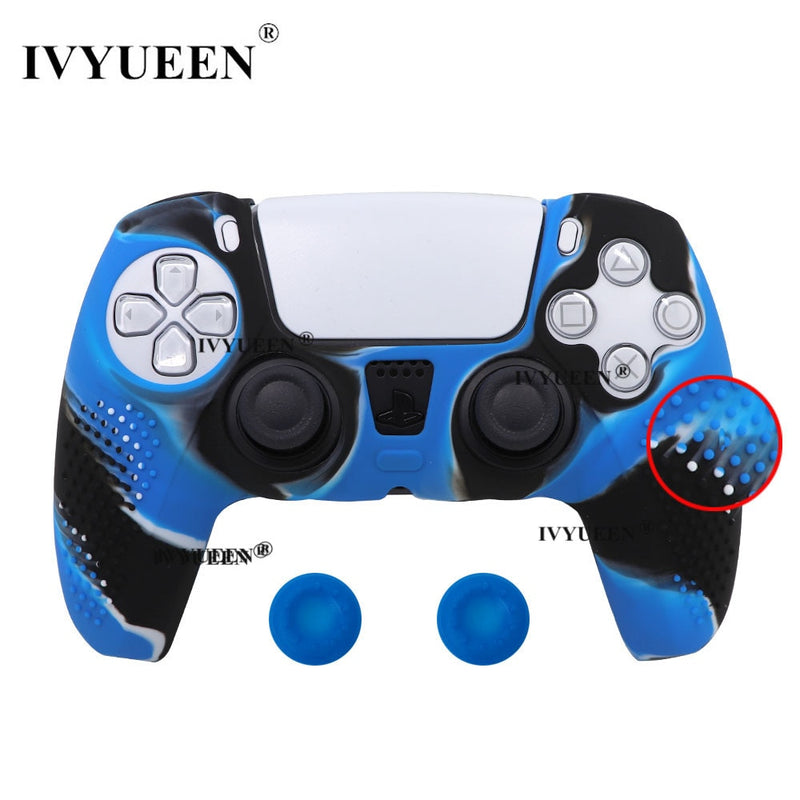 IVYUEEN Anti-slip Silicone Cover Skin for Sony PlayStation Dualshock 5 PS5 Controller Case Thumb Stick Grip Cap for DualSense