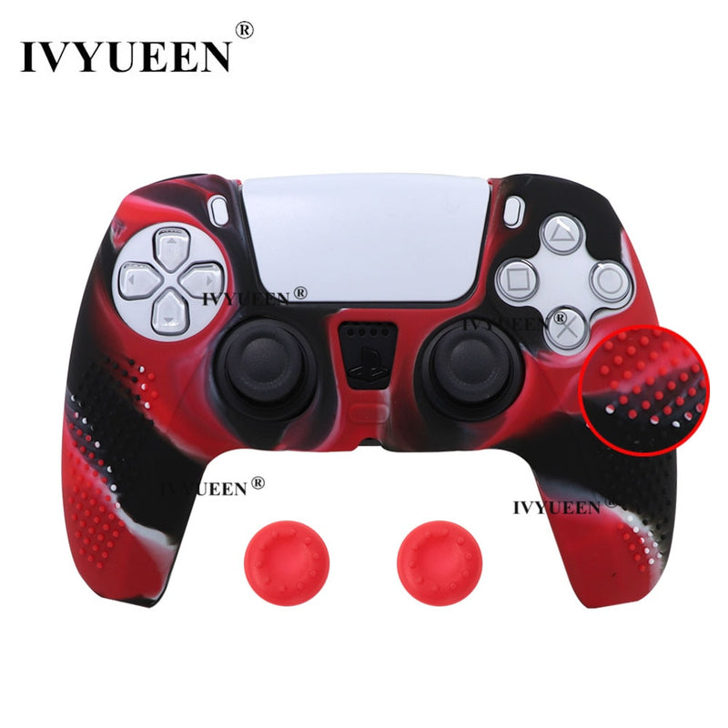 IVYUEEN Anti-slip Silicone Cover Skin for Sony PlayStation Dualshock 5 PS5 Controller Case Thumb Stick Grip Cap for DualSense