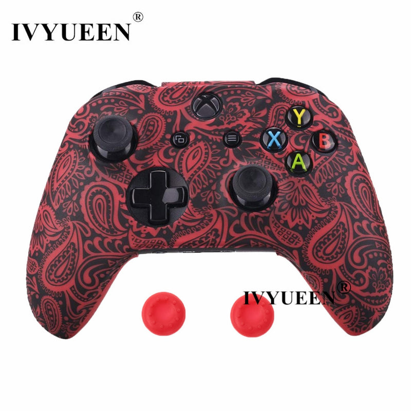 IVYUEEN Silicone Protective Skin Case for XBox One X S Controller Protector Water Transfer Printing Camouflage Cover Grips Caps