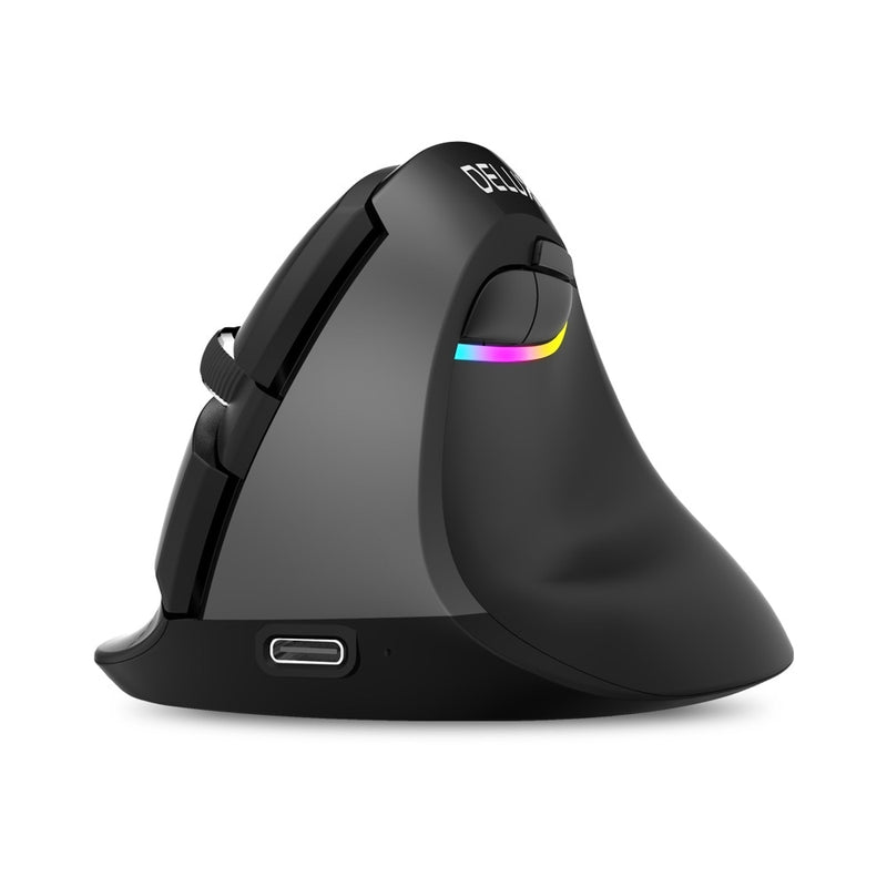 Delux M618 Mini BT+USB Wireless Mouse Silent Click RGB Ergonomic Rechargeable Vertical Computer Mice for Small hand Users