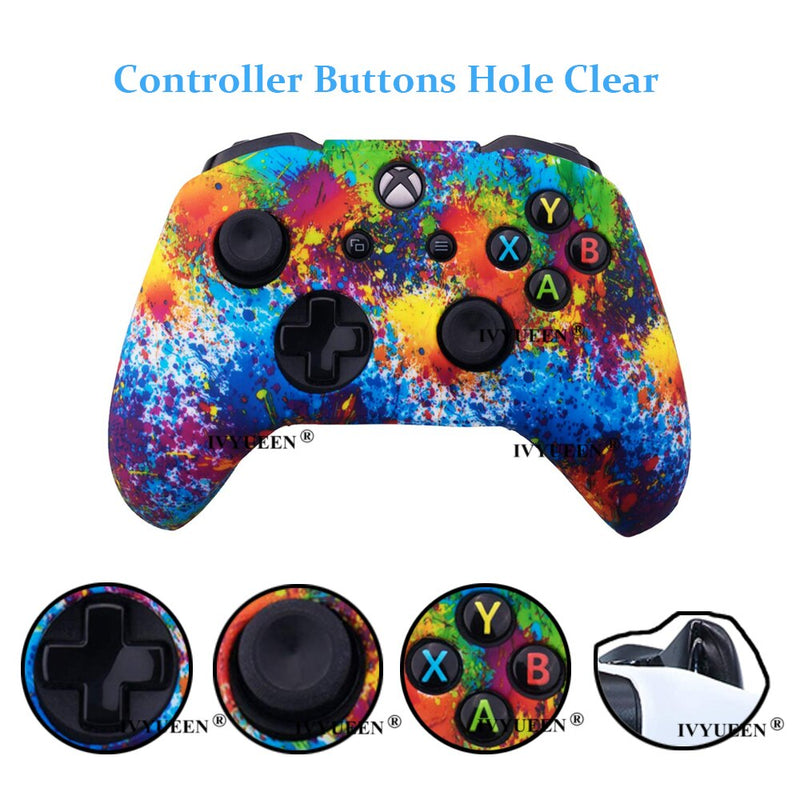 IVYUEEN Silicone Protective Skin Case for XBox One X S Controller Protector Water Transfer Printing Camouflage Cover Grips Caps