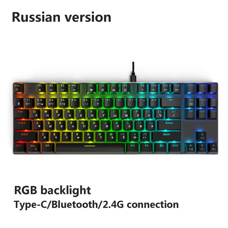 Gaming Mechanical Bluetooth Keyboard Wireless keyboard with Bluetooth/2.4Ghz/USB RGB Backlit Blue red Switch RU/US for phone PC