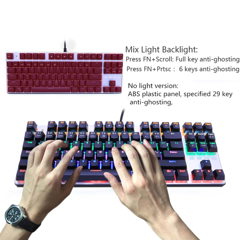 Metoo Gaming Mechanical Keyboard wired 104/87 Keys keyboard with LED Backlit Black Red Blue Switch For computer laptop pro Gamer