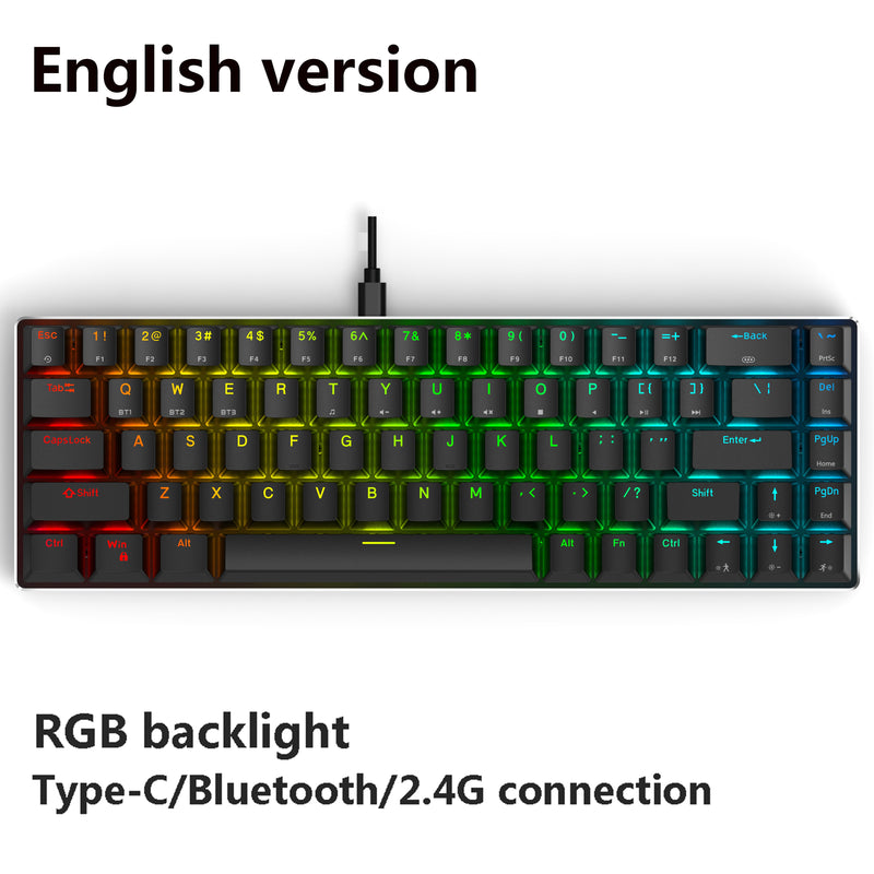 Gaming Mechanical Bluetooth Keyboard Wireless keyboard with Bluetooth/2.4Ghz/USB RGB Backlit Blue red Switch RU/US for phone PC