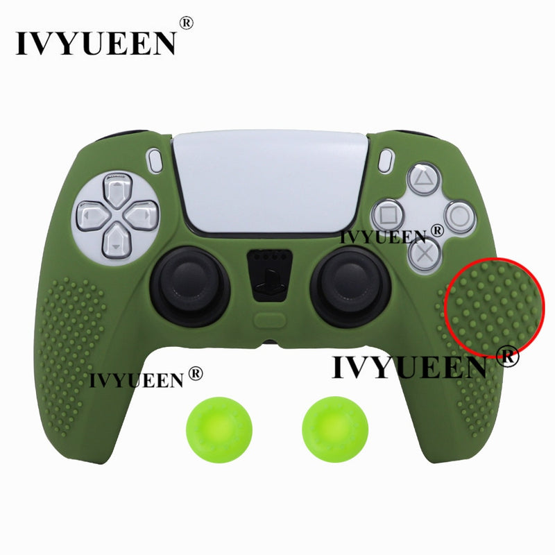 IVYUEEN Anti-slip Silicone Cover Skin for Sony PlayStation Dualshock 5 PS5 Controller Case Thumb Stick Grip Cap for DualSense