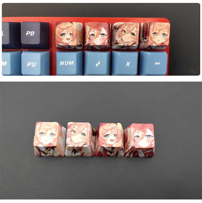 4pcs Genshin Impact PBT Sublimation R4 Cherry OEM Keycaps