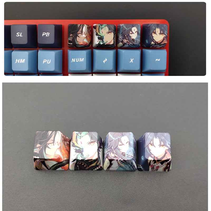 4pcs Genshin Impact PBT Sublimation R4 Cherry OEM Keycaps