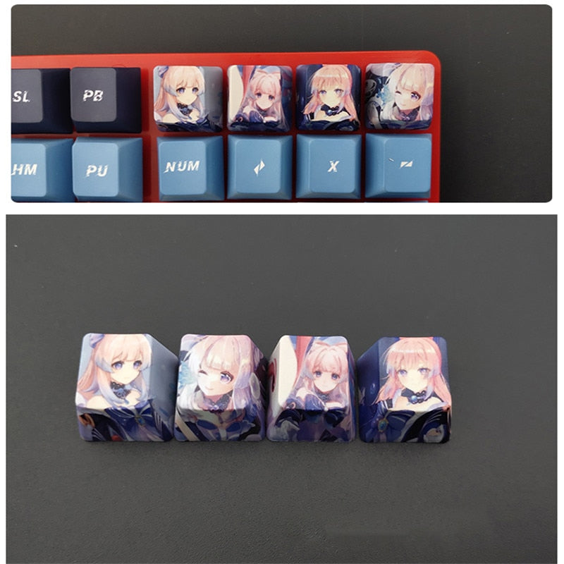 4pcs Genshin Impact PBT Sublimation R4 Cherry OEM Keycaps