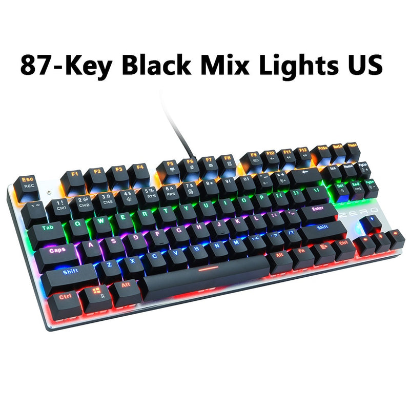 Metoo Gaming Mechanical Keyboard wired 104/87 Keys keyboard with LED Backlit Black Red Blue Switch For computer laptop pro Gamer