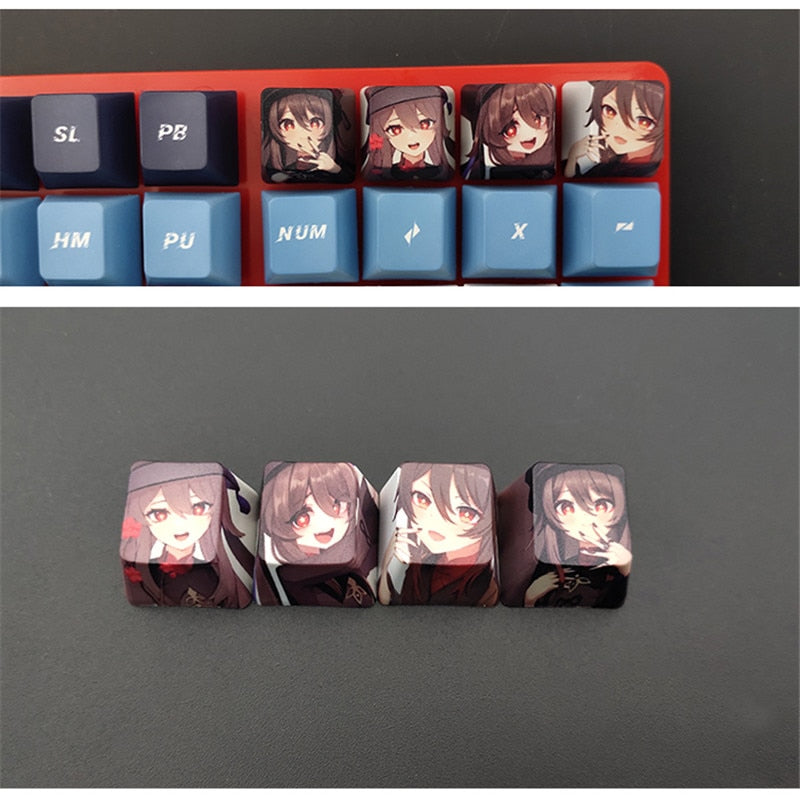 4pcs Genshin Impact PBT Sublimation R4 Cherry OEM Keycaps