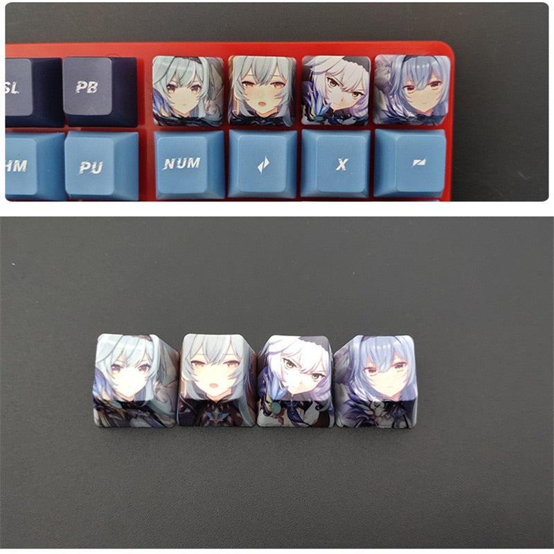 4pcs Genshin Impact PBT Sublimation R4 Cherry OEM Keycaps