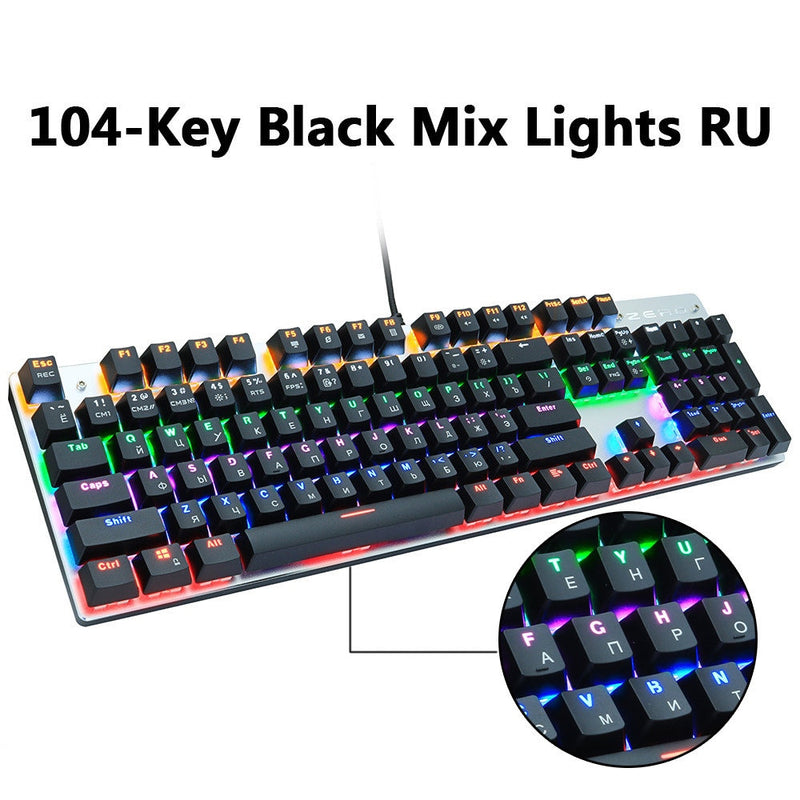 Metoo Gaming Mechanical Keyboard wired 104/87 Keys keyboard with LED Backlit Black Red Blue Switch For computer laptop pro Gamer