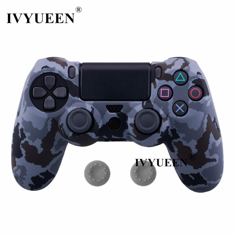 IVYUEEN for Sony Dualshock 4 PS4 DS4 Slim Pro Controller Silicone Camo Case Protective Skin + Thumb Grip Caps for PlayStation 4