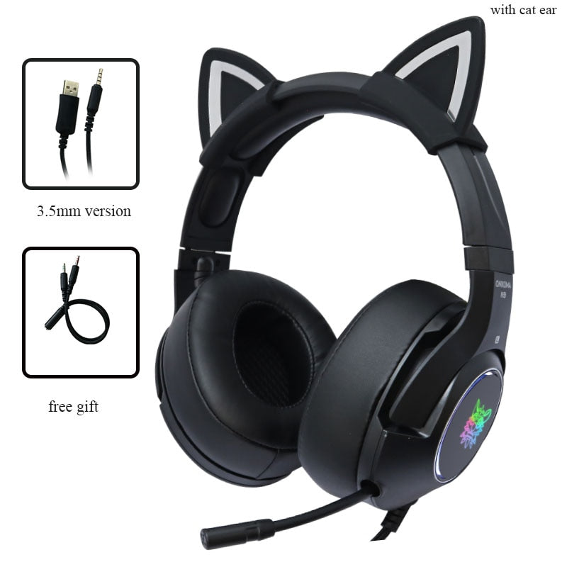 Gaming Headset With Cute Cat Ears