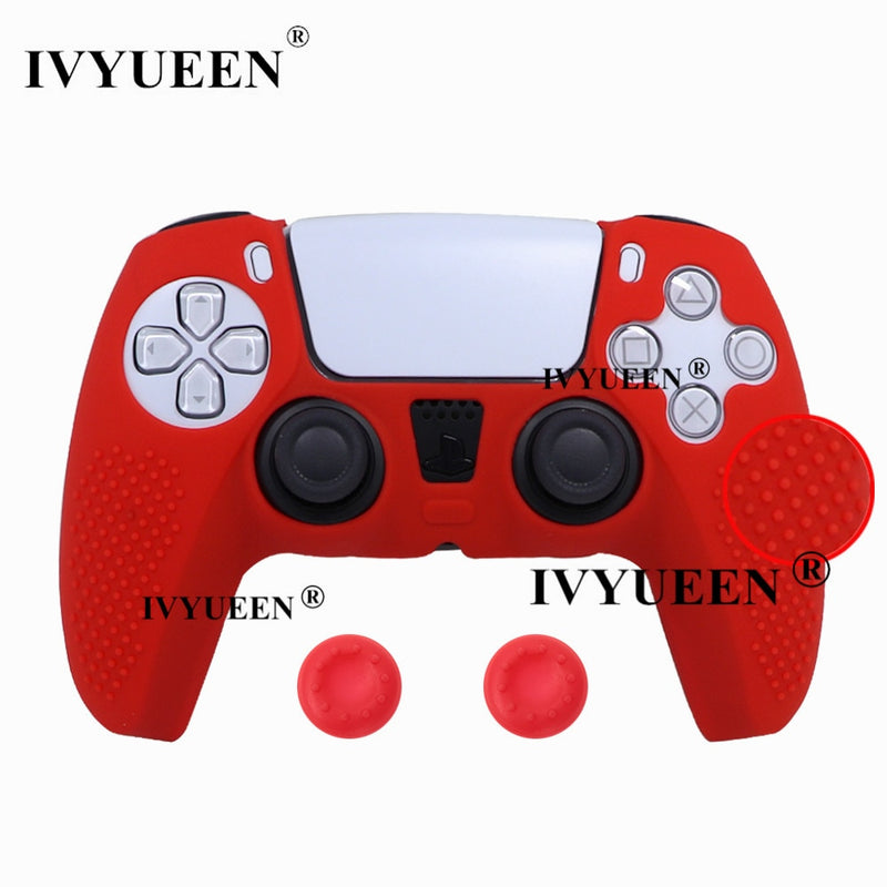 IVYUEEN Anti-slip Silicone Cover Skin for Sony PlayStation Dualshock 5 PS5 Controller Case Thumb Stick Grip Cap for DualSense