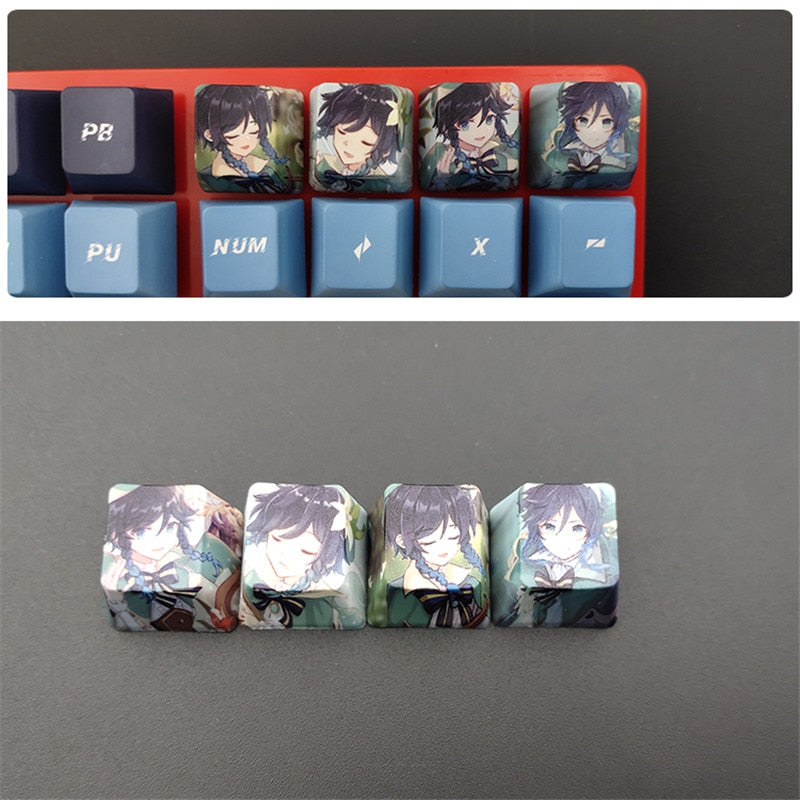 4pcs Genshin Impact PBT Sublimation R4 Cherry OEM Keycaps