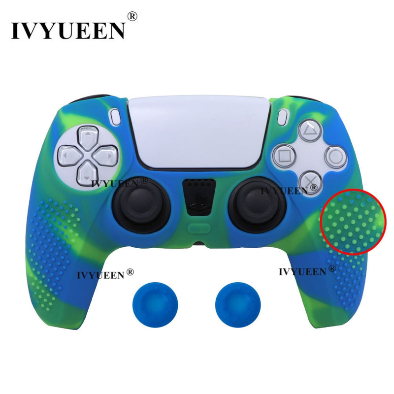 IVYUEEN Anti-slip Silicone Cover Skin for Sony PlayStation Dualshock 5 PS5 Controller Case Thumb Stick Grip Cap for DualSense