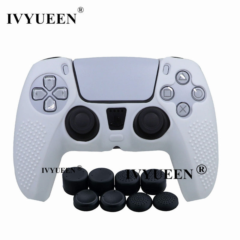 IVYUEEN Anti-slip Silicone Cover Skin for Sony PlayStation Dualshock 5 PS5 Controller Case Thumb Stick Grip Cap for DualSense