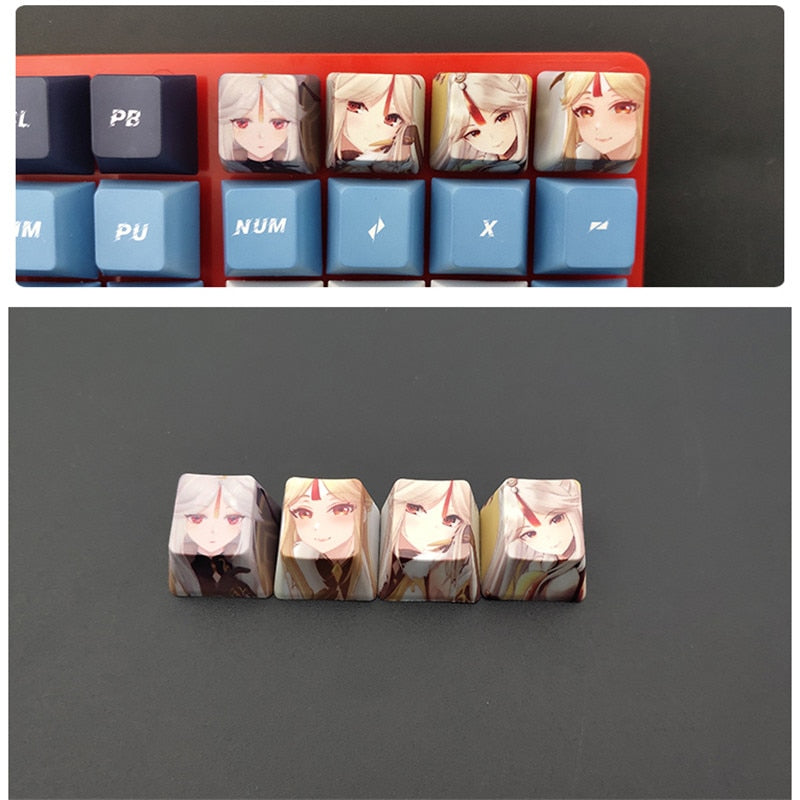 4pcs Genshin Impact PBT Sublimation R4 Cherry OEM Keycaps