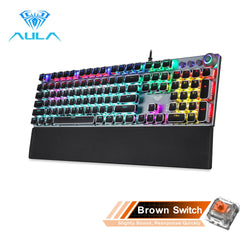 AULA Gaming Mechanical Keyboard Retro Square Glowing Keycaps Backlit USB Wired 104 Anti-ghosting Gaming Keyboard for PC laptop