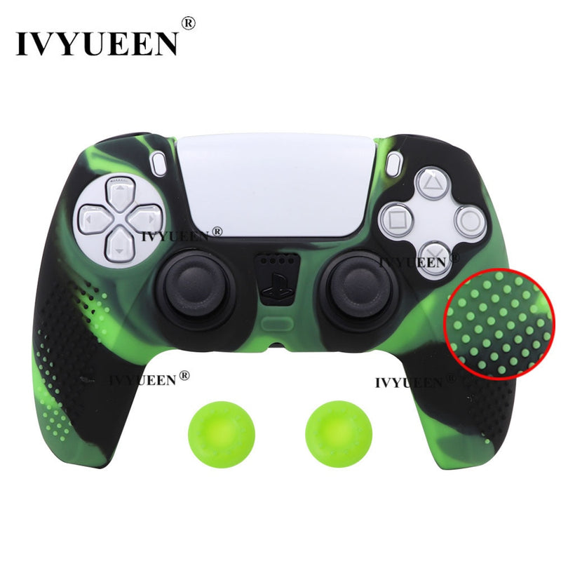 IVYUEEN Anti-slip Silicone Cover Skin for Sony PlayStation Dualshock 5 PS5 Controller Case Thumb Stick Grip Cap for DualSense