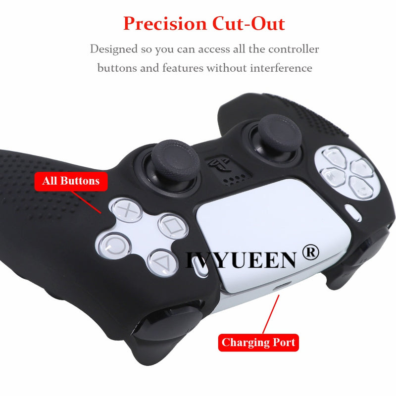 IVYUEEN Anti-slip Silicone Cover Skin for Sony PlayStation Dualshock 5 PS5 Controller Case Thumb Stick Grip Cap for DualSense