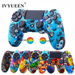 IVYUEEN for Sony Dualshock 4 PS4 DS4 Slim Pro Controller Silicone Camo Case Protective Skin + Thumb Grip Caps for PlayStation 4