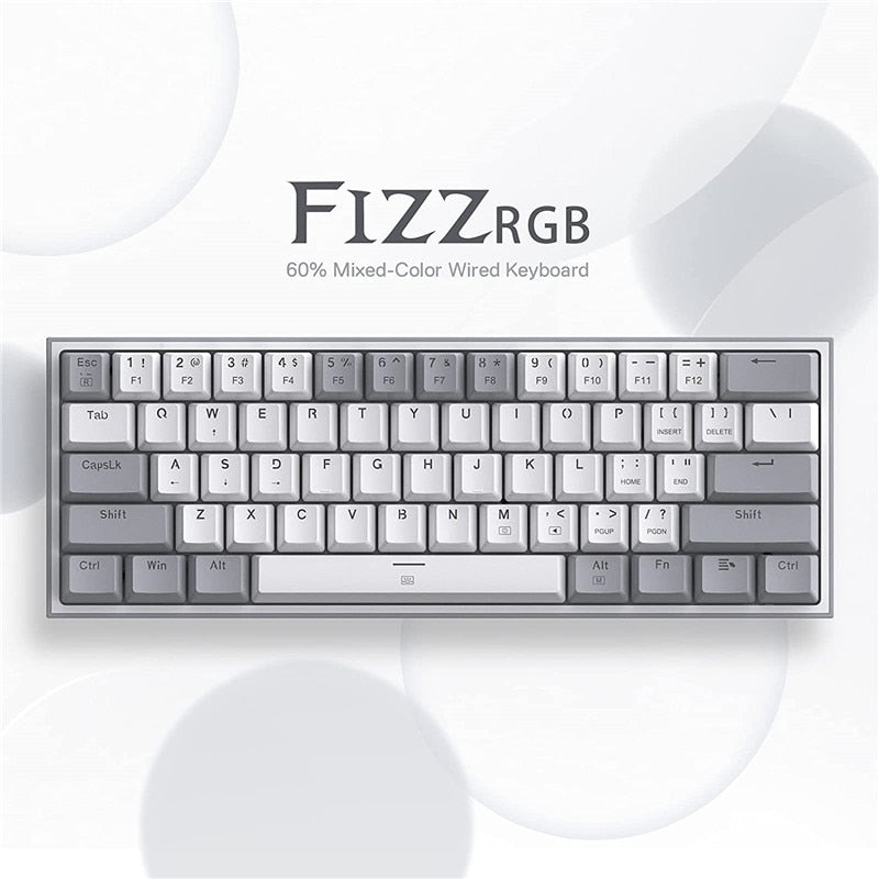 Redragon K617 Fizz 60% Wired RGB Gaming Keyboard 61 Keys Compact Mechanical Keyboard  Linear Red Switch for portable travel