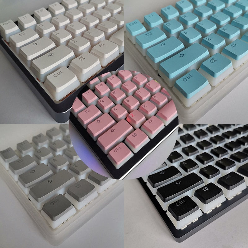 Game Translucent Keycap for Mechanical Keyboards Diy Keycap Pink  Double Shot PBT Black Full 104/108 Key Set  Pudding Keycaps