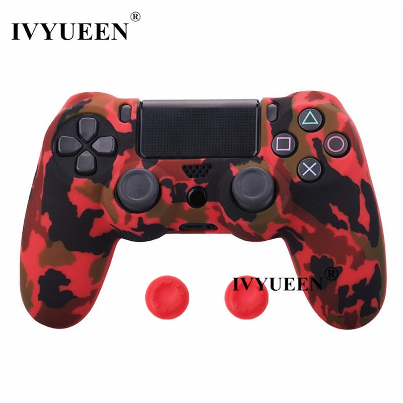 IVYUEEN 25 Colors Silicone Camo Protective Skin Case For Sony Dualshock 4 PS4 DS4 Pro Slim Controller Thumb Grips Joystick Caps