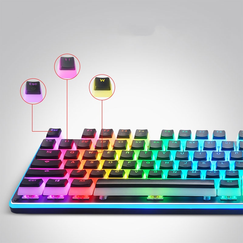 Game Translucent Keycap for Mechanical Keyboards Diy Keycap Pink  Double Shot PBT Black Full 104/108 Key Set  Pudding Keycaps