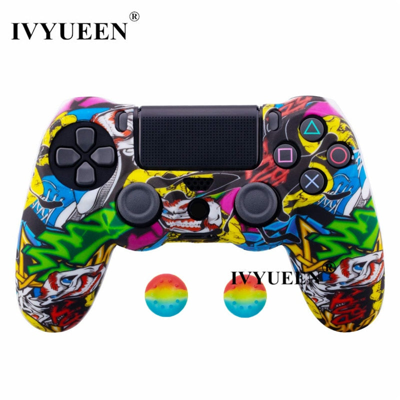 IVYUEEN 25 Colors Silicone Camo Protective Skin Case For Sony Dualshock 4 PS4 DS4 Pro Slim Controller Thumb Grips Joystick Caps